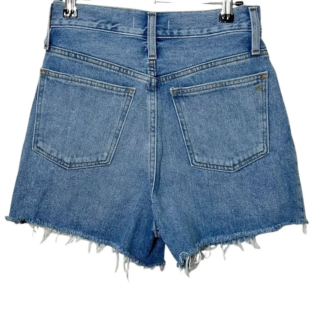 Madewell Momjean Shorts‎ Flintwood Wash Size 23 High Rise Distressed Cotton